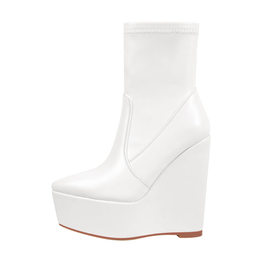 Wedge High Heel Platform Zip up Ankle Boots - Onlymaker Customer Favorite
