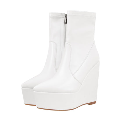 Wedge High Heel Platform Zip up Ankle Boots - Onlymaker Customer Favorite