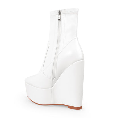 Wedge High Heel Platform Zip up Ankle Boots - Onlymaker Customer Favorite