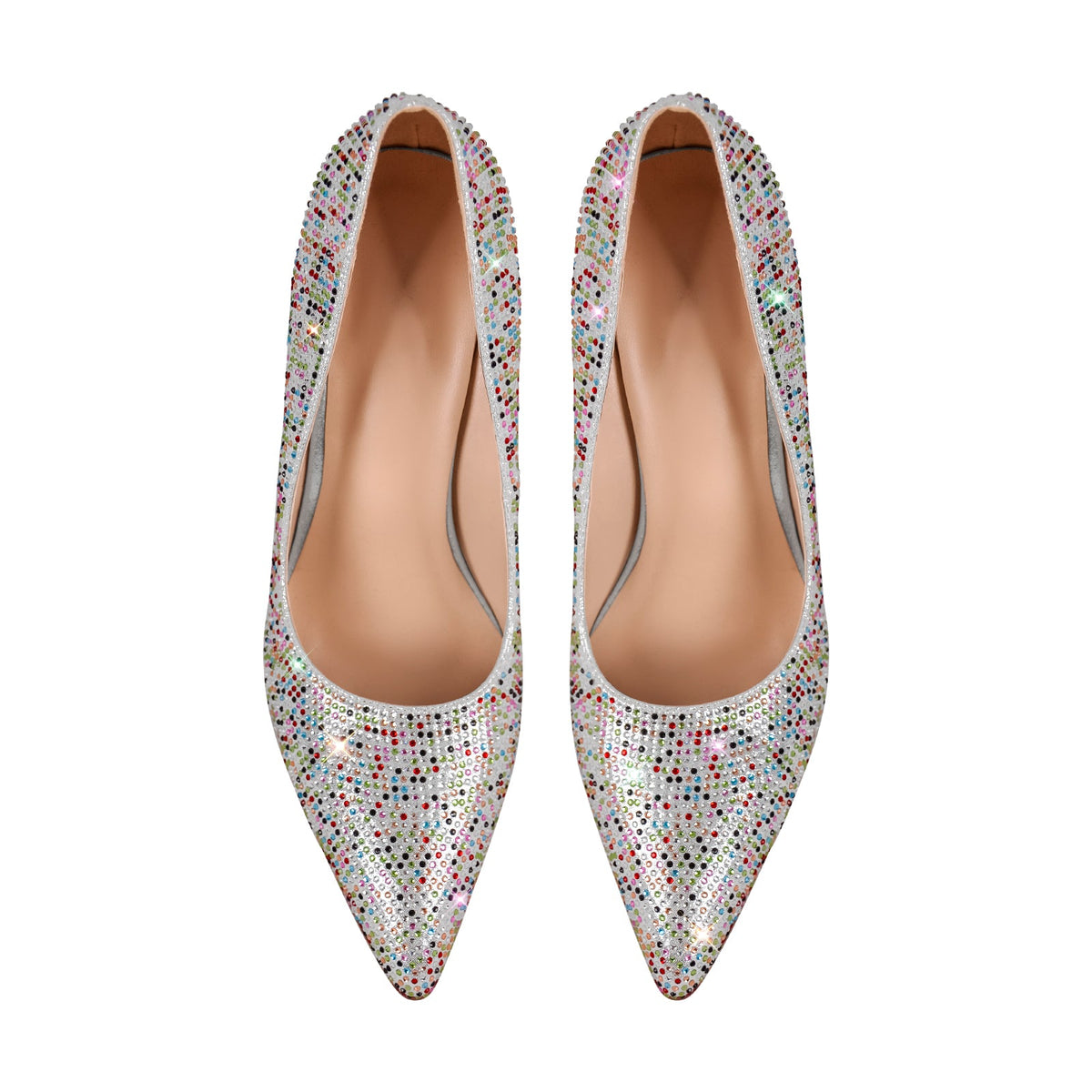 Rhinestone Pointed Toe Wedge Heel Pumps - Onlymaker Popular