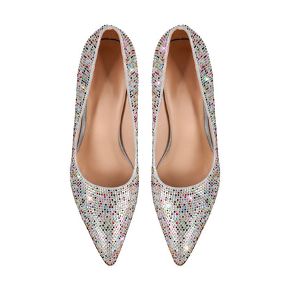 Rhinestone Pointed Toe Wedge Heel Pumps - Onlymaker Popular