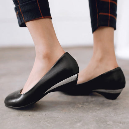 Round Toe Wedge Heel Daily Pumps - Onlymaker Customer Favorite