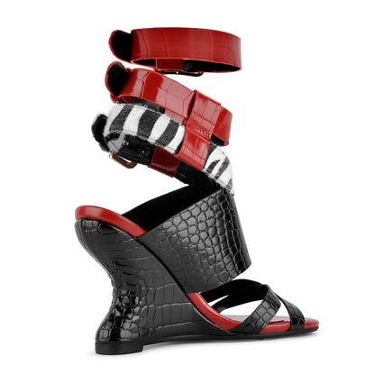 Stone Buckle Straps Wedge Heel Sandals - Onlymaker Featured