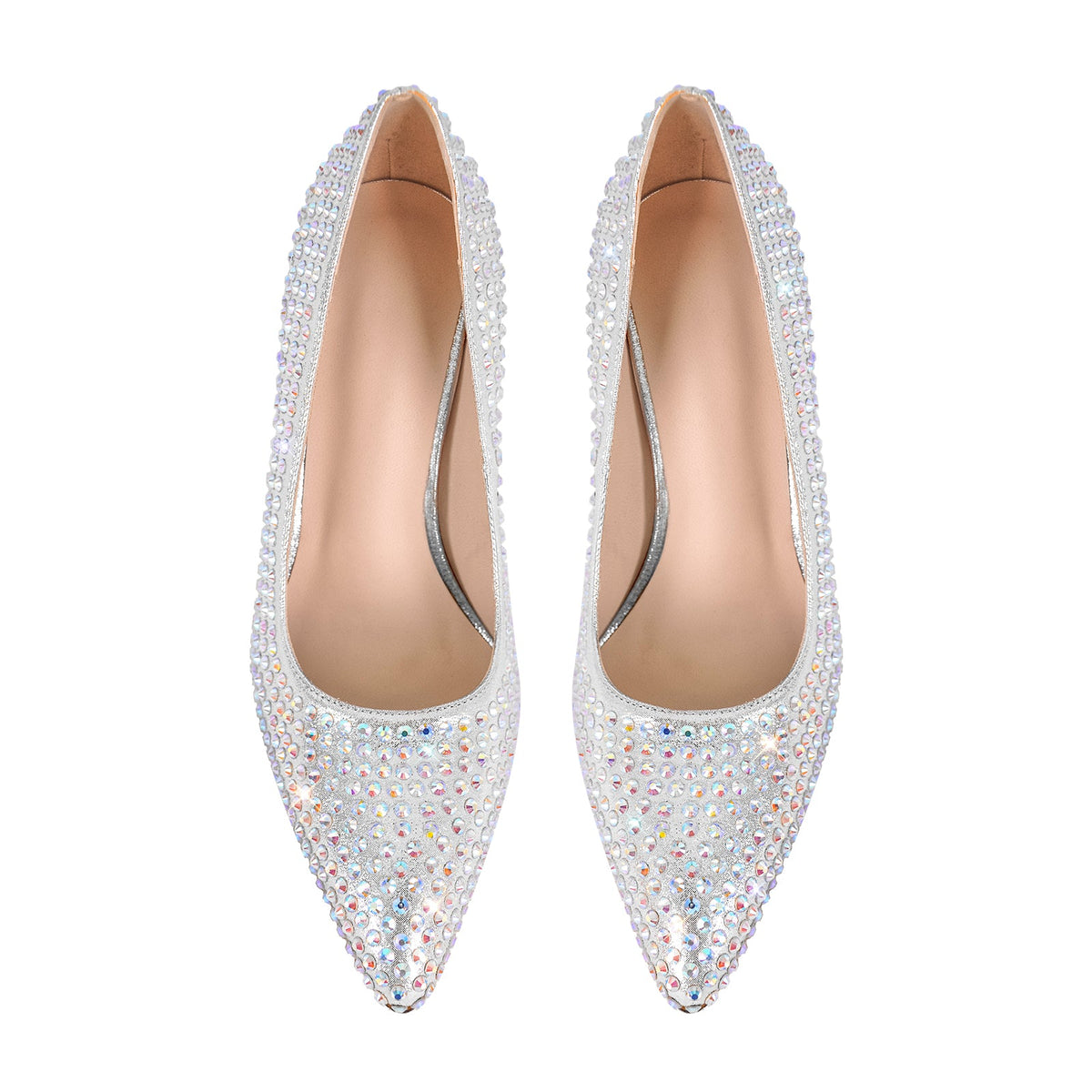 Rhinestone Pointed Toe Chunky Heel Pumps - Onlymaker Classic