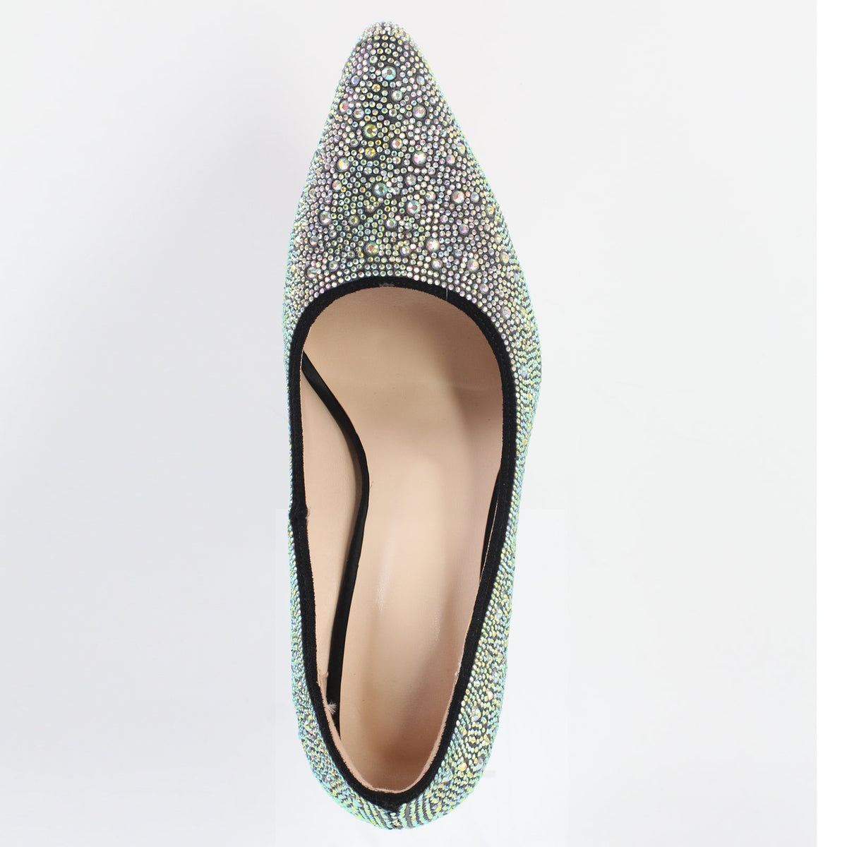Rhinestone Pointed Toe Chunky Heel Pumps - Onlymaker Quality