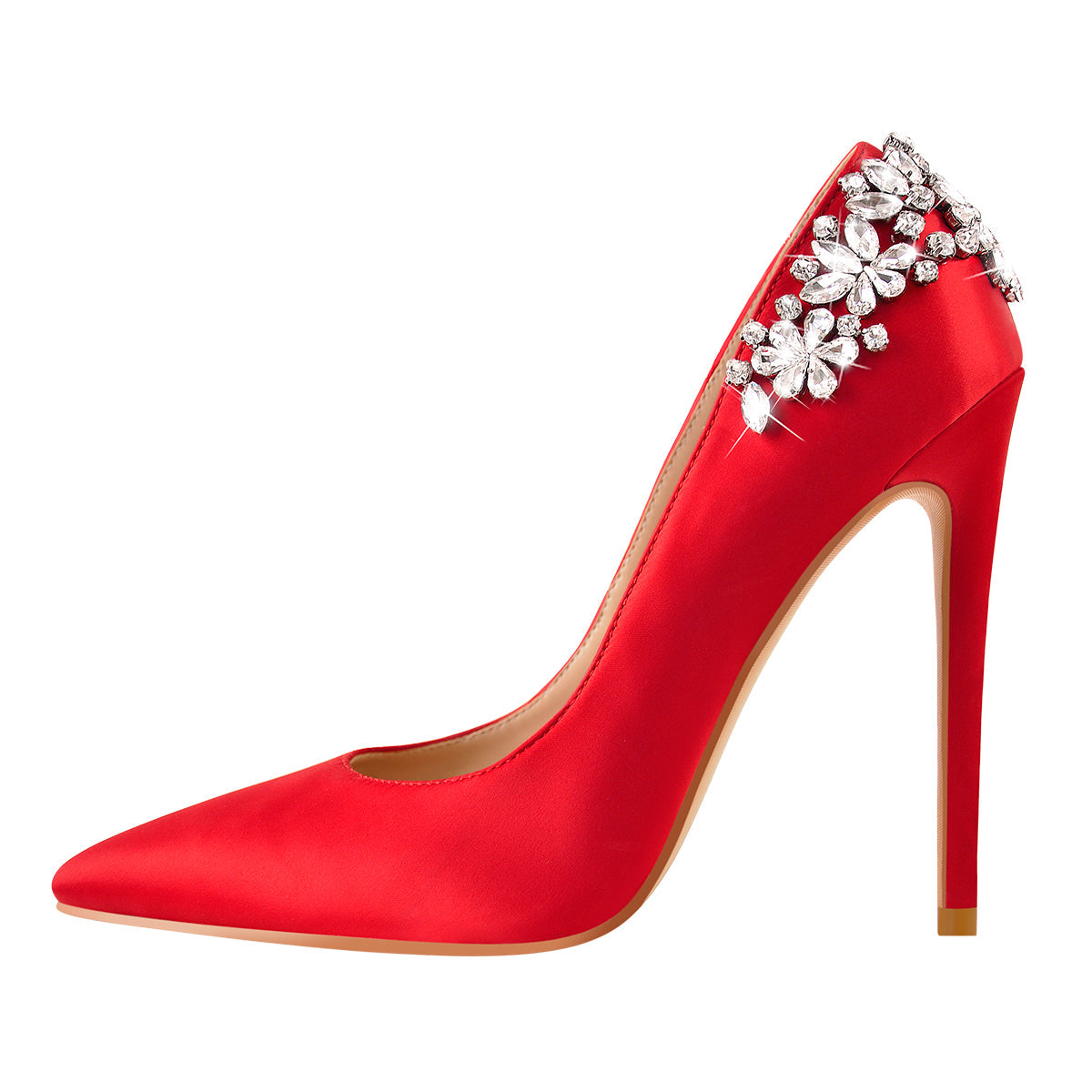 Pointed Toe Rhinestone Stiletto Pumps - Onlymaker Exclusive