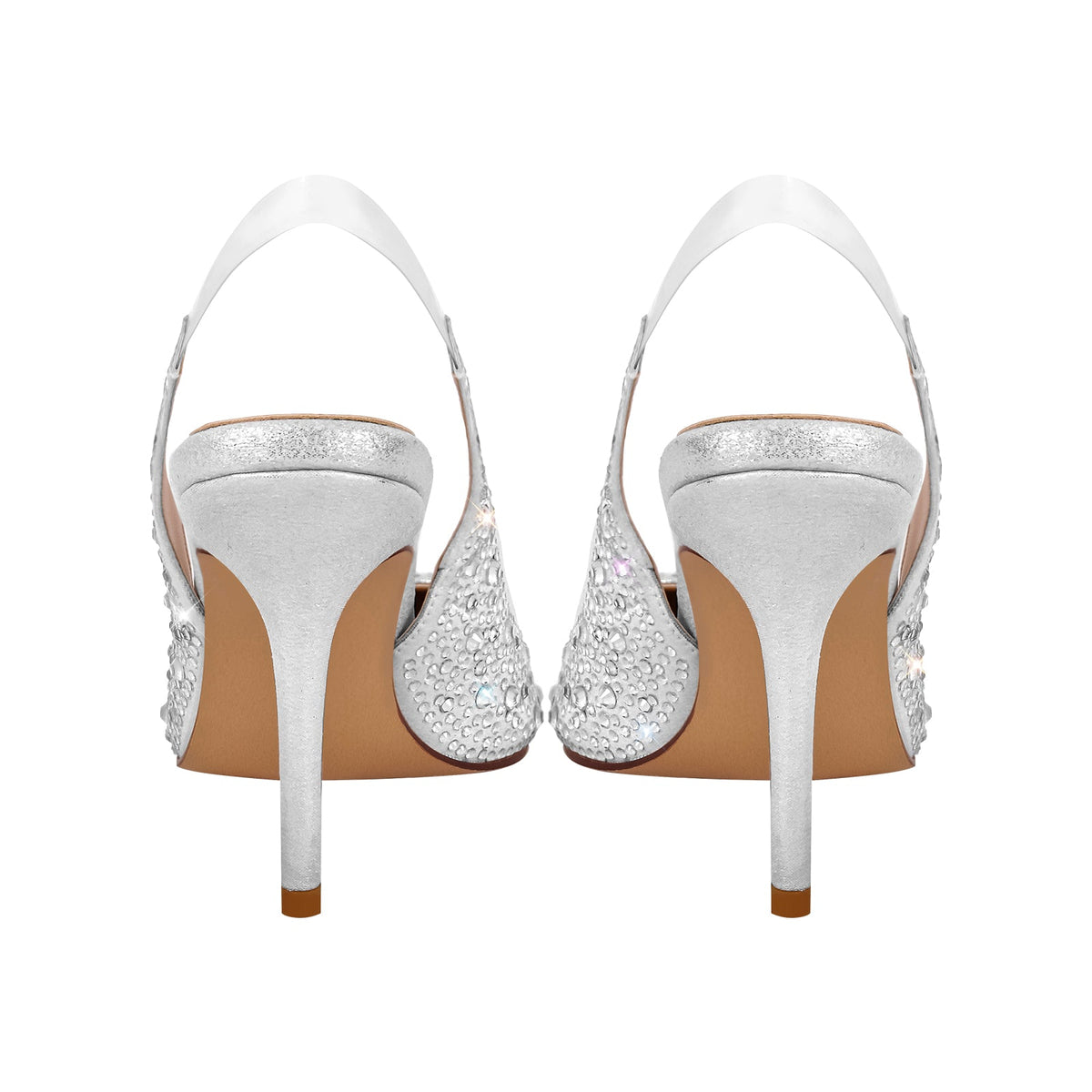 Rhinestone Pointed Toe Slingback High Heel Pumps - Onlymaker Featured