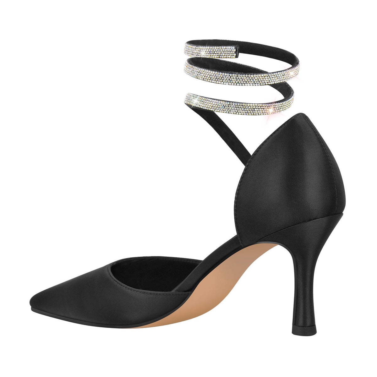 Black Chunky Heel Rhinestones Pumps - Onlymaker Customer Favorite