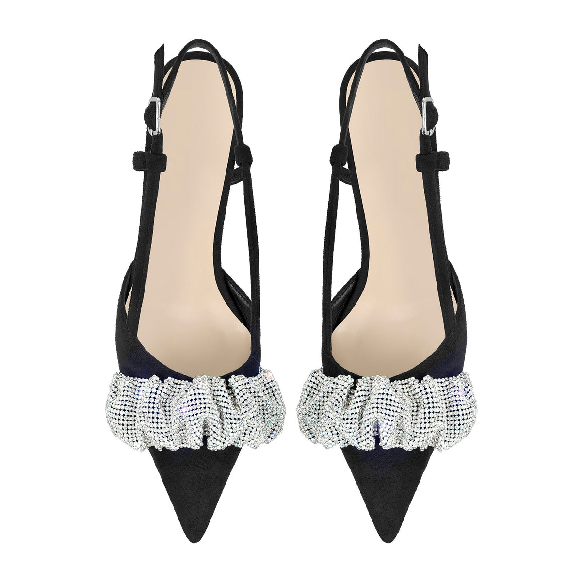 Rhinestone Pointed Toe Slingback Pumps - Onlymaker Recommended