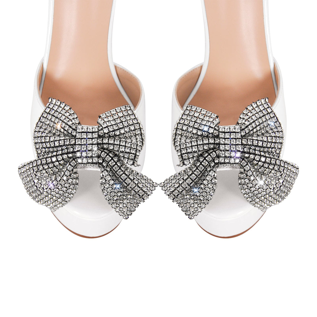 Rhinestone Bow Platform Chunky Heel Mary Jane Pumps - Onlymaker Value