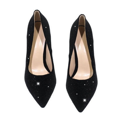 Rhinestone Pointed Toe Stiletto Pumps - Onlymaker Classic