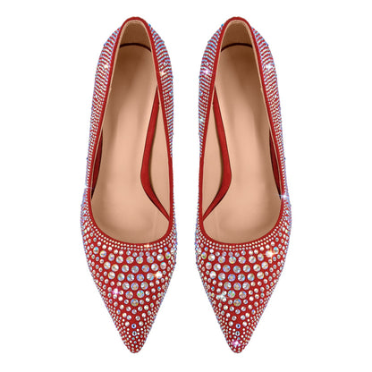 Rhinestone Pointed Toe Stiletto Pumps - Onlymaker Trending