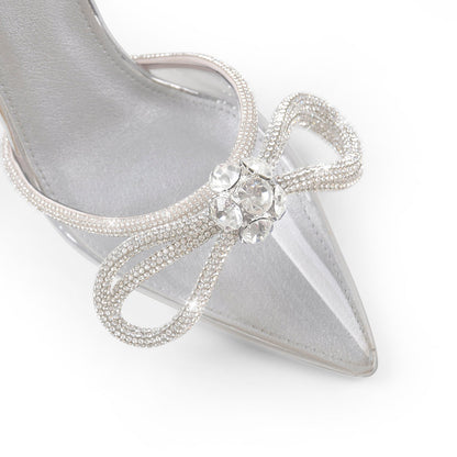 Rhinestone Bow Pointed Toe High Heel Pumps - Onlymaker Customer Favorite