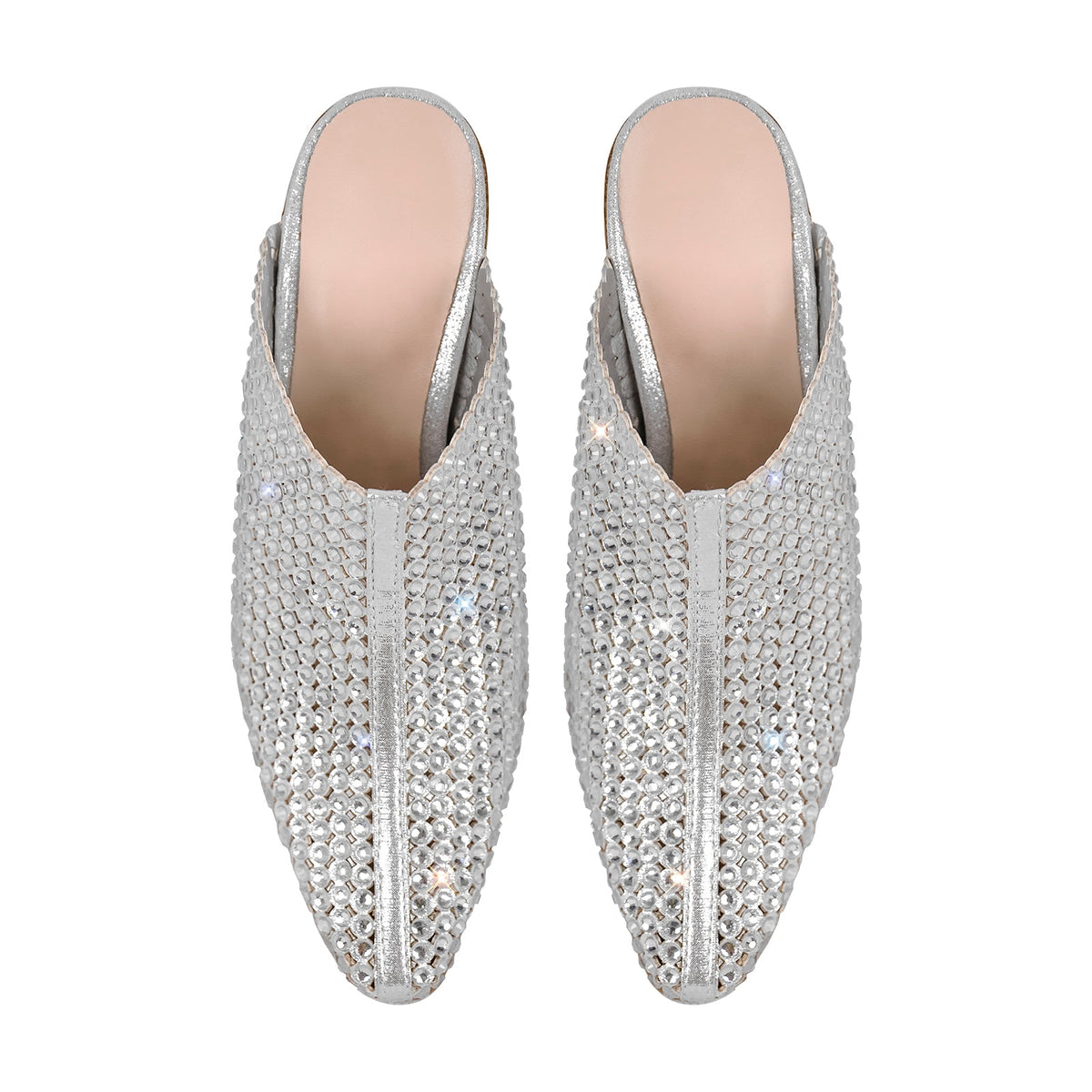 Rhinestone Wooden Chunky Heel Mules - Onlymaker Everyday
