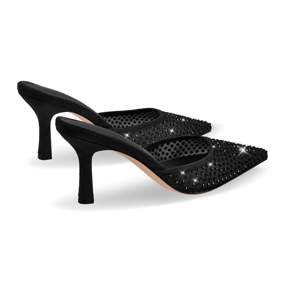 Pointed Toe Rhinestone Slip On Mules - Onlymaker Quality