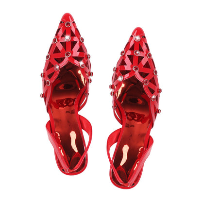 Pointed Toe Hollow Weave Slingback Pumps - Onlymaker Exclusive