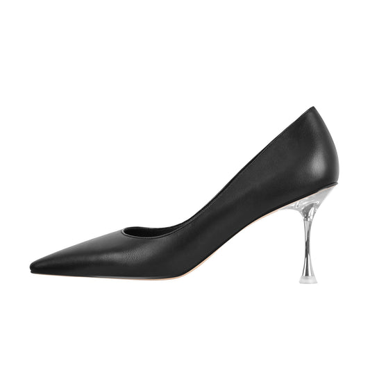 Black Slip on Mid Heel Pumps - Onlymaker Latest