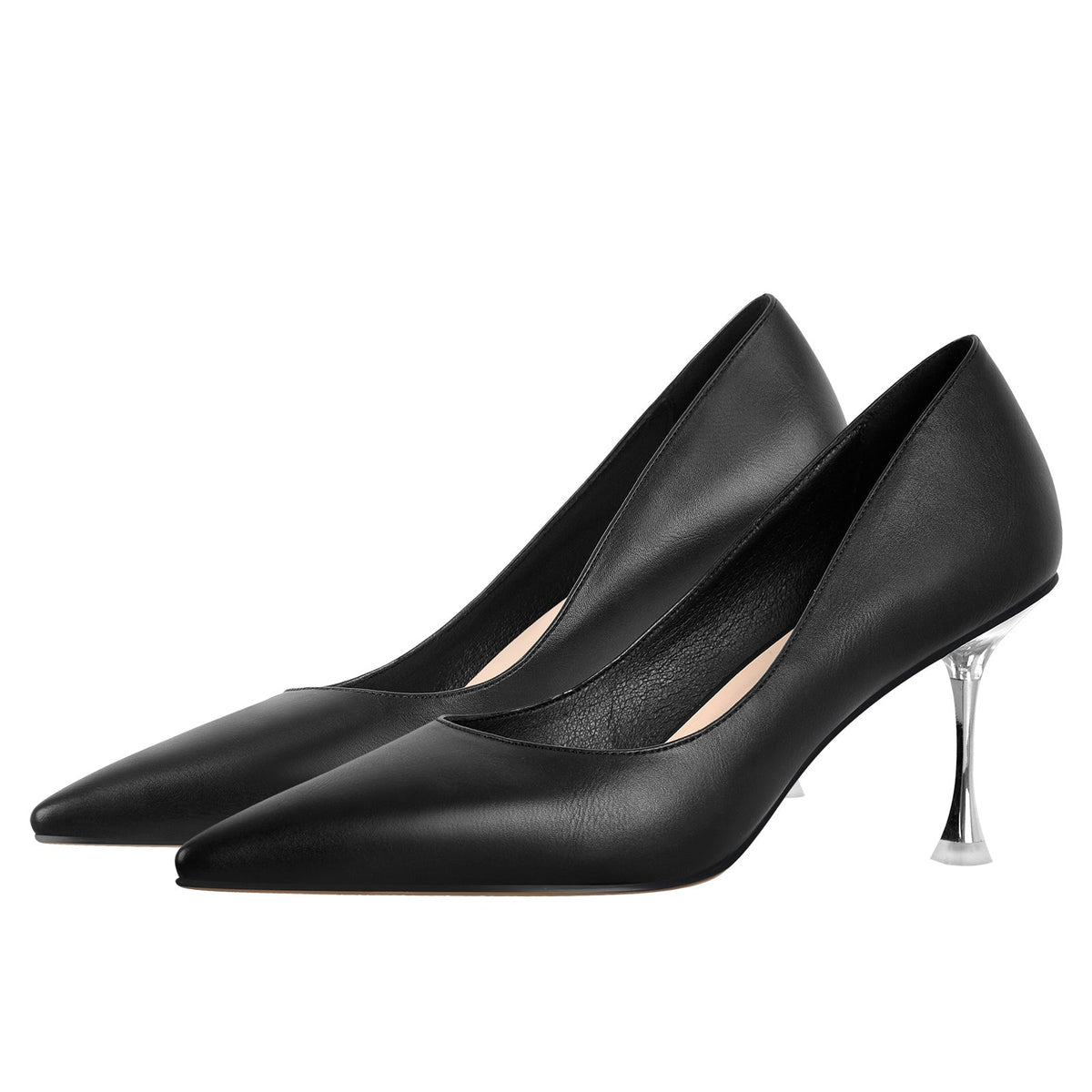 Black Slip on Mid Heel Pumps - Onlymaker Latest