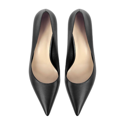 Black Slip on Mid Heel Pumps - Onlymaker Latest