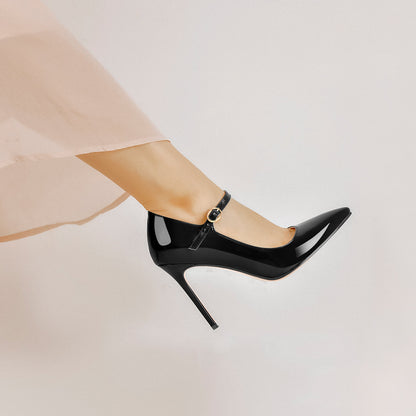 Patent Black Pointed Toe High Heel Stiletto Pumps - Onlymaker Smart Buy