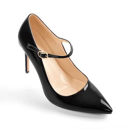 Patent Black Pointed Toe High Heel Stiletto Pumps - Onlymaker Smart Buy