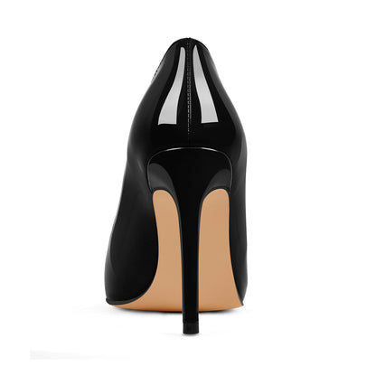 Patent Black Pointed Toe High Heel Stiletto Pumps - Onlymaker Smart Buy