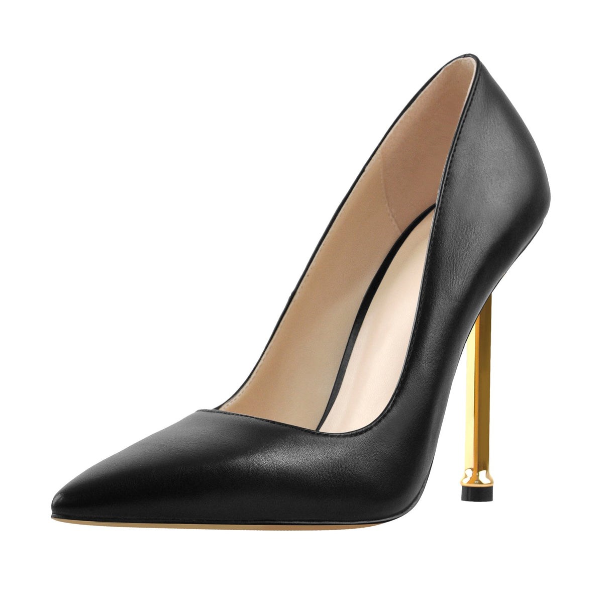 Matte Black High Metal Heels Stiletto Pumps - Onlymaker Smart Buy