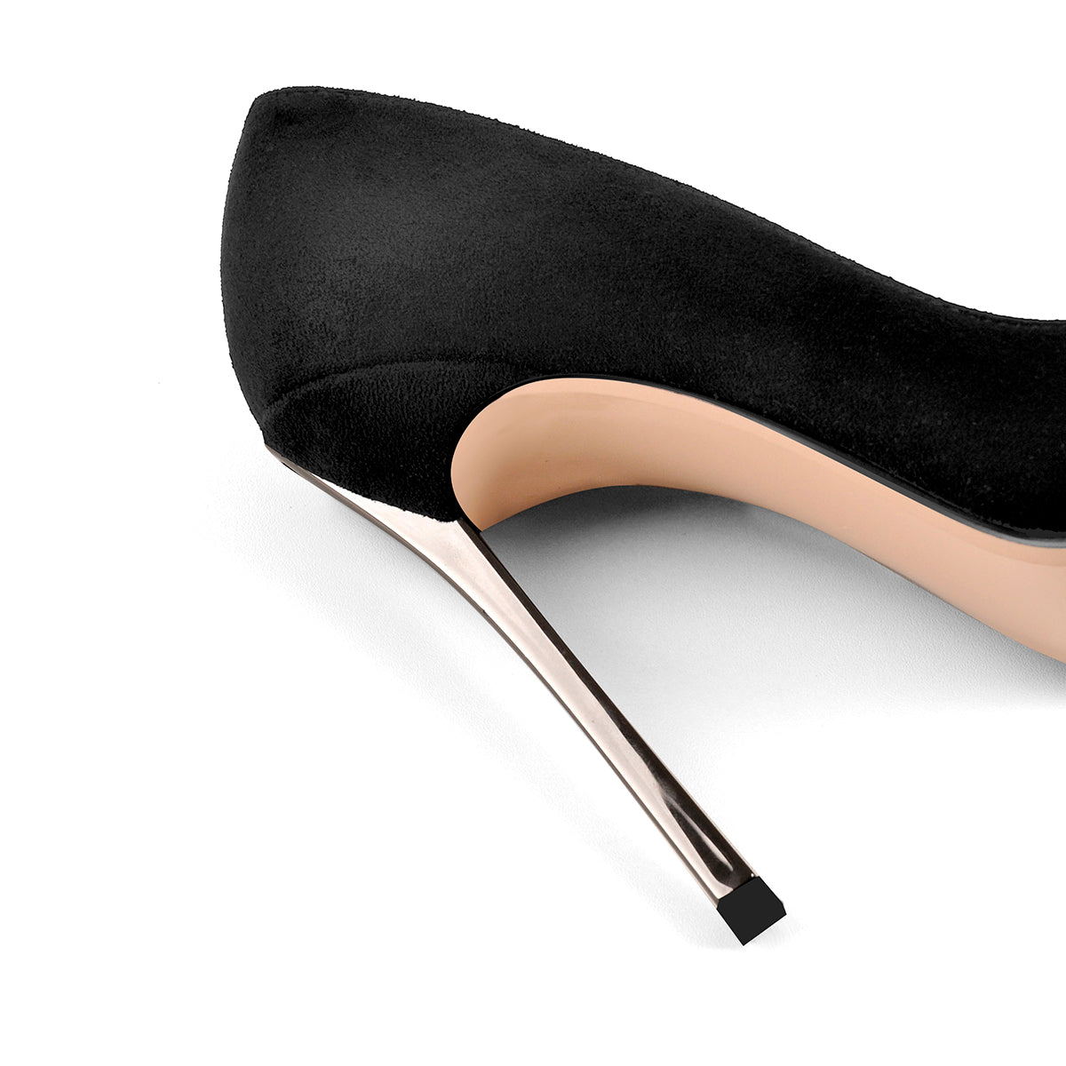 Black Suede Metal Heels Pointed Toe High Heel Pumps - Onlymaker Discount