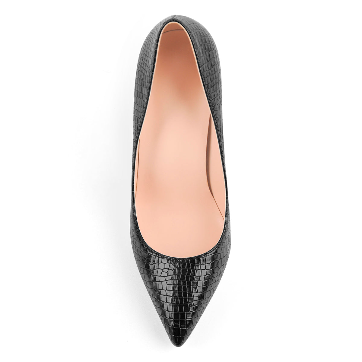Black Leather Metal Heels Pointed Toe High Heel Pumps - Onlymaker Deals