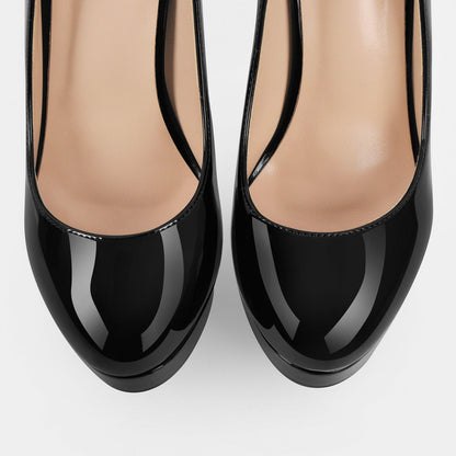 Round Toe Ankle Strap Platform Stiletto Pumps - Onlymaker Featured