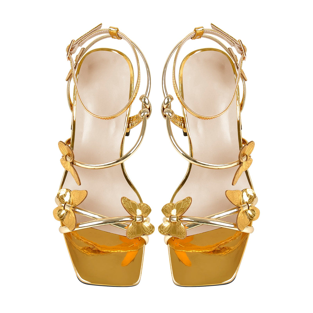 Ankle Strap Butterfly Decor Mid Chunky Heels Sandals - Onlymaker Essential