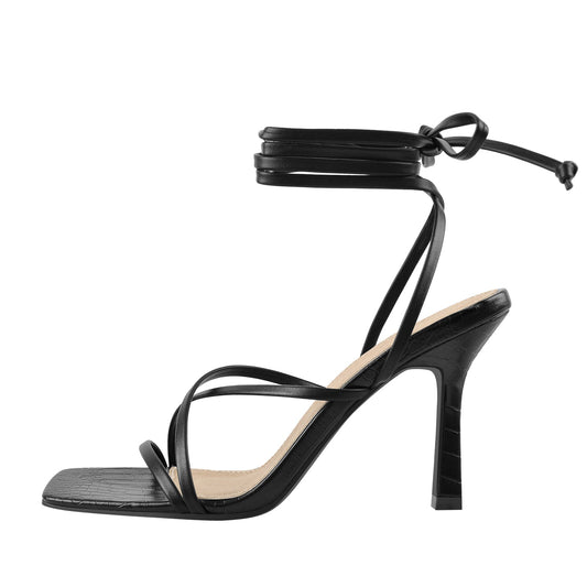 Ankle Strap Square Toe Stiletto Sandals - Onlymaker Trending