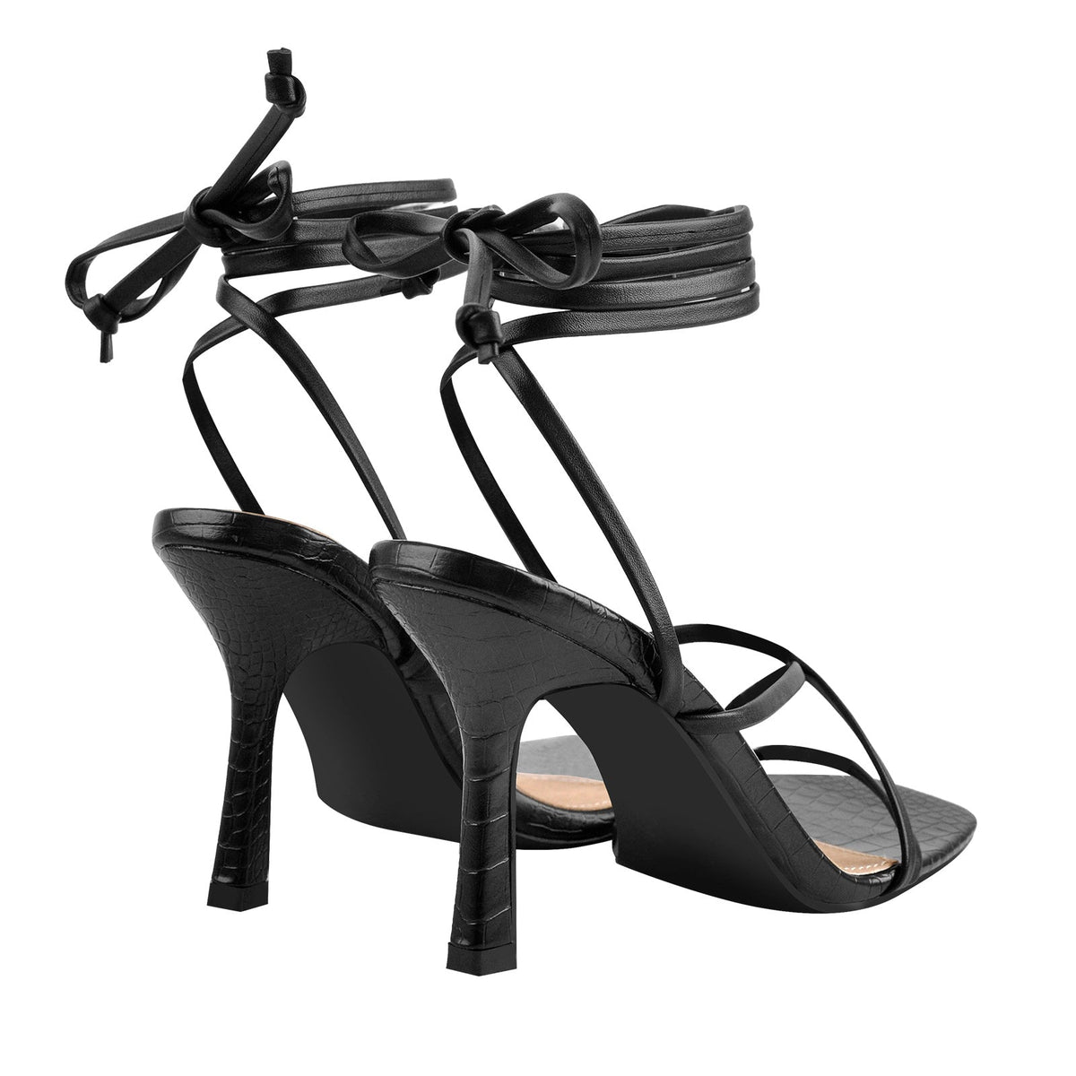 Ankle Strap Square Toe Stiletto Sandals - Onlymaker Trending