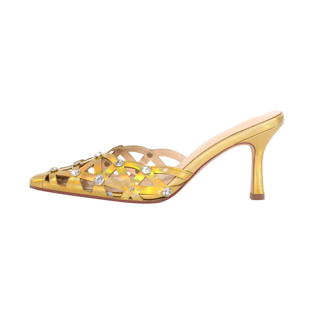 Rhinestone Pointed Toe Hollow Mules Sandals - Onlymaker Top Pick