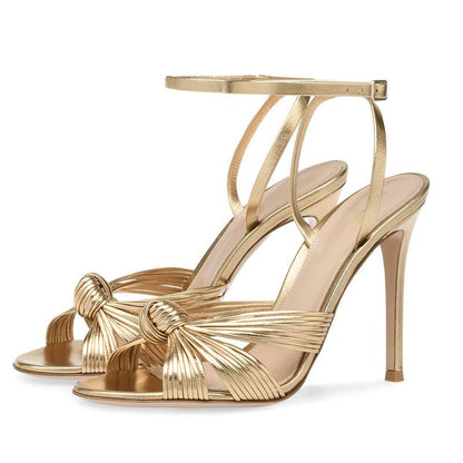 Round Toe Ankle Strap Stiletto Sandals - Onlymaker Special Offer