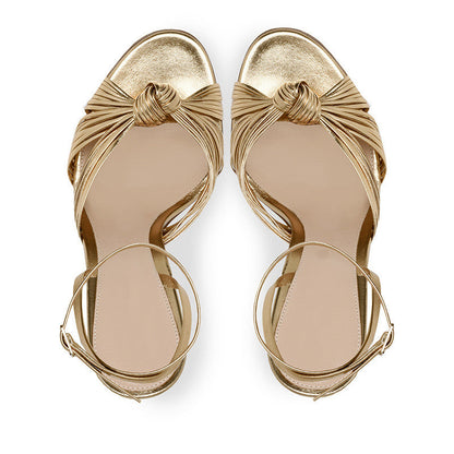 Round Toe Ankle Strap Stiletto Sandals - Onlymaker Special Offer