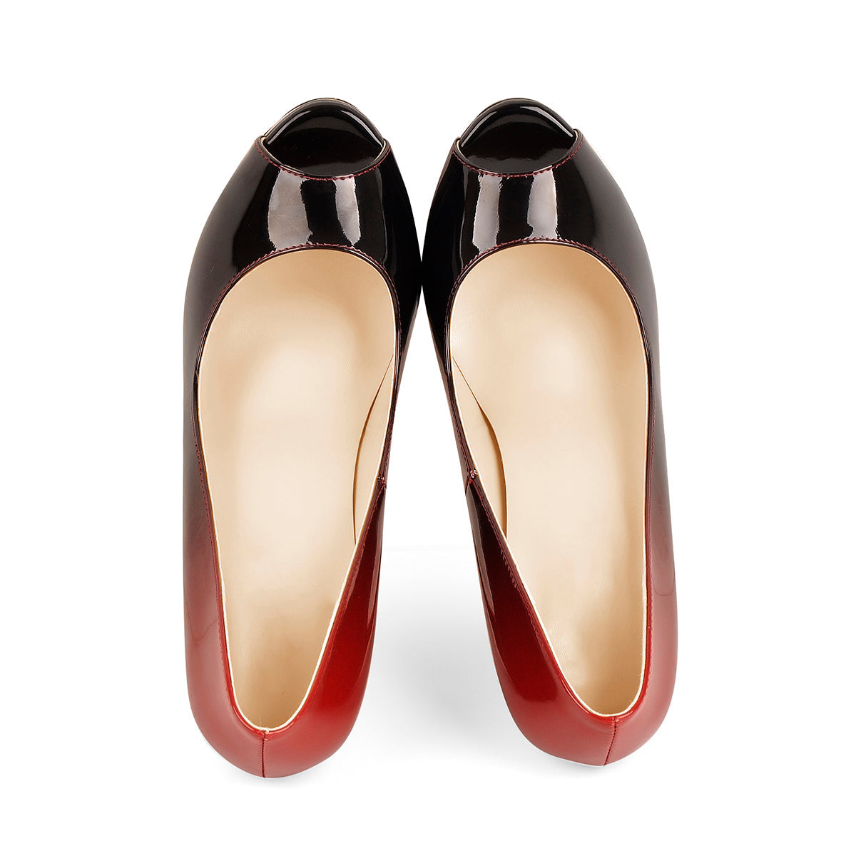 Red Black Peep Toe Platform Stiletto High Heel Pumps - Onlymaker Best Price