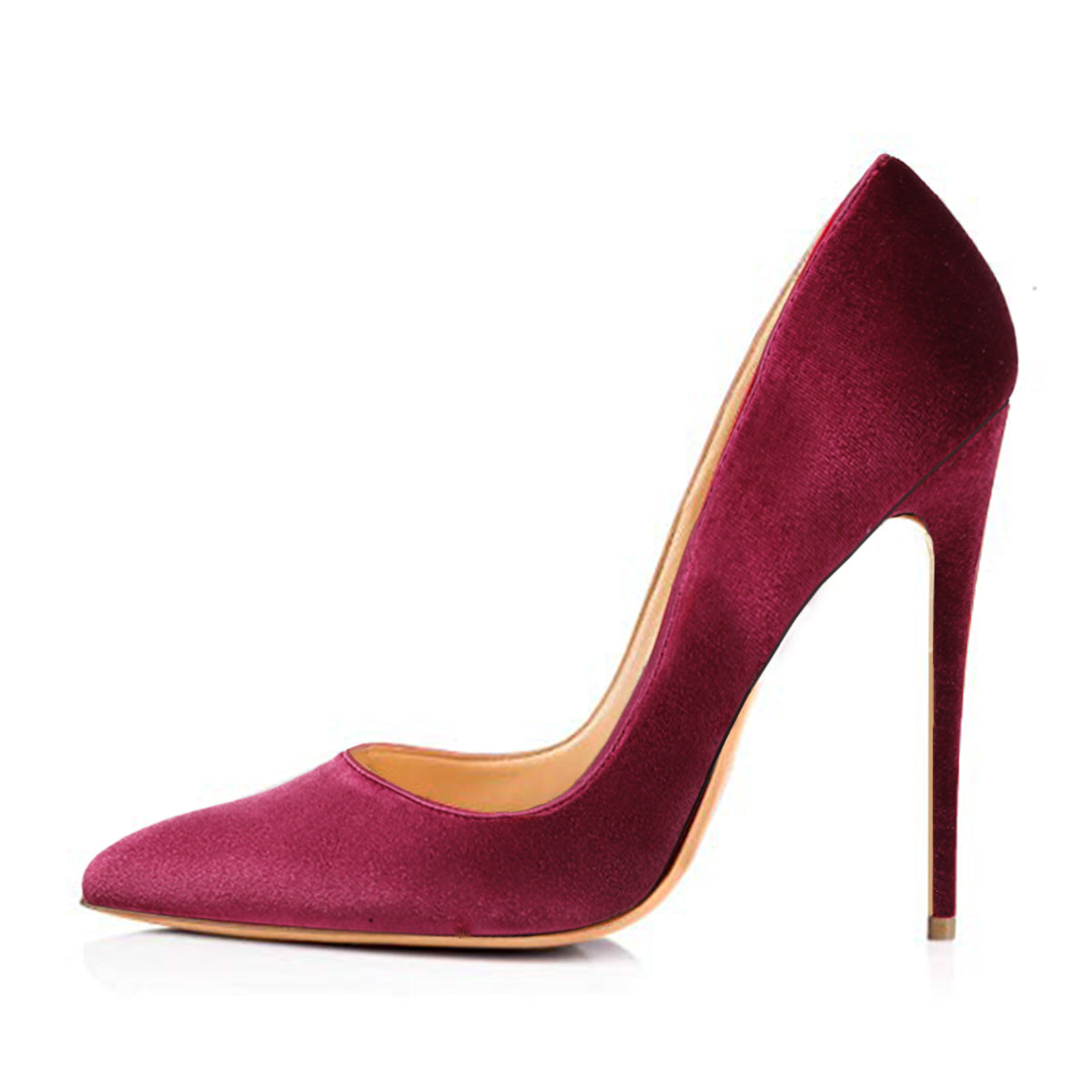 8cm 10cm 12cm Burgundy Pointed Toe Pumps Classic Suede Stilettos - Onlymaker Essential