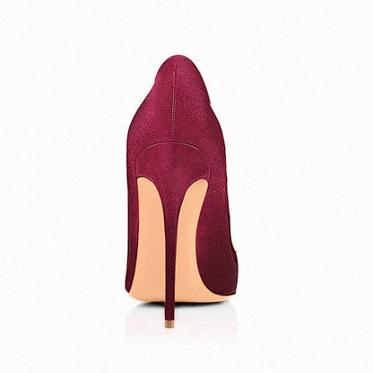 8cm 10cm 12cm Burgundy Pointed Toe Pumps Classic Suede Stilettos - Onlymaker Essential