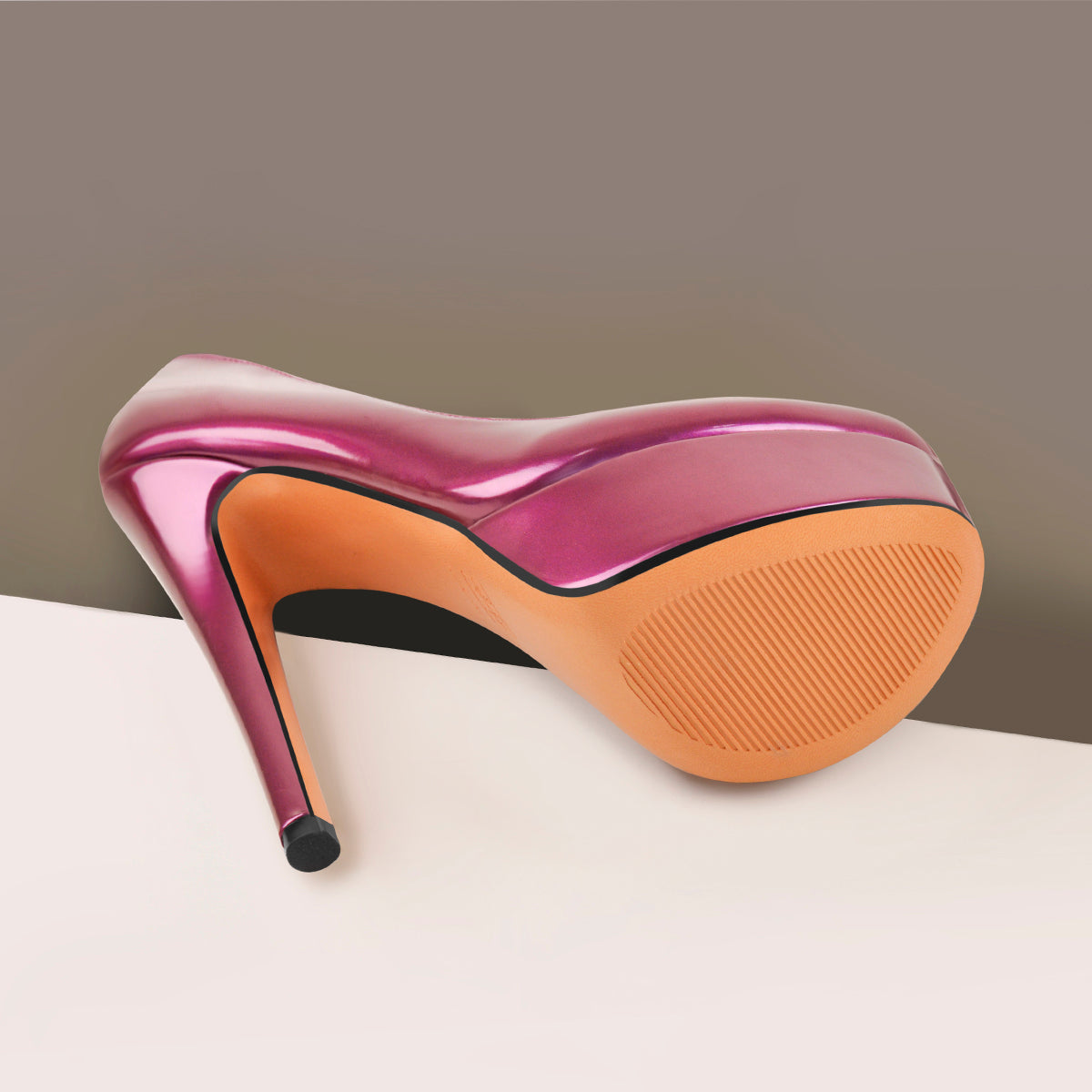 Round Toe Stiletto High Heel 3CM Platform Purple Slip On Pumps - Onlymaker Essential