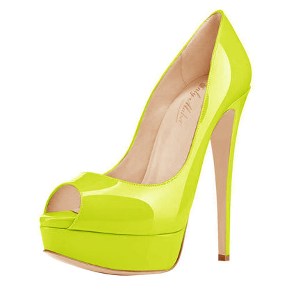 Yellow Platform Peep Toe Stiletto Pumps - Onlymaker Trusted