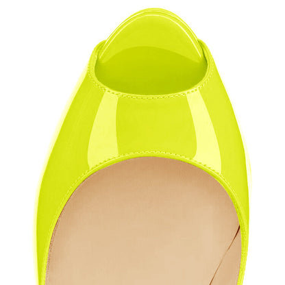 Yellow Platform Peep Toe Stiletto Pumps - Onlymaker Trusted