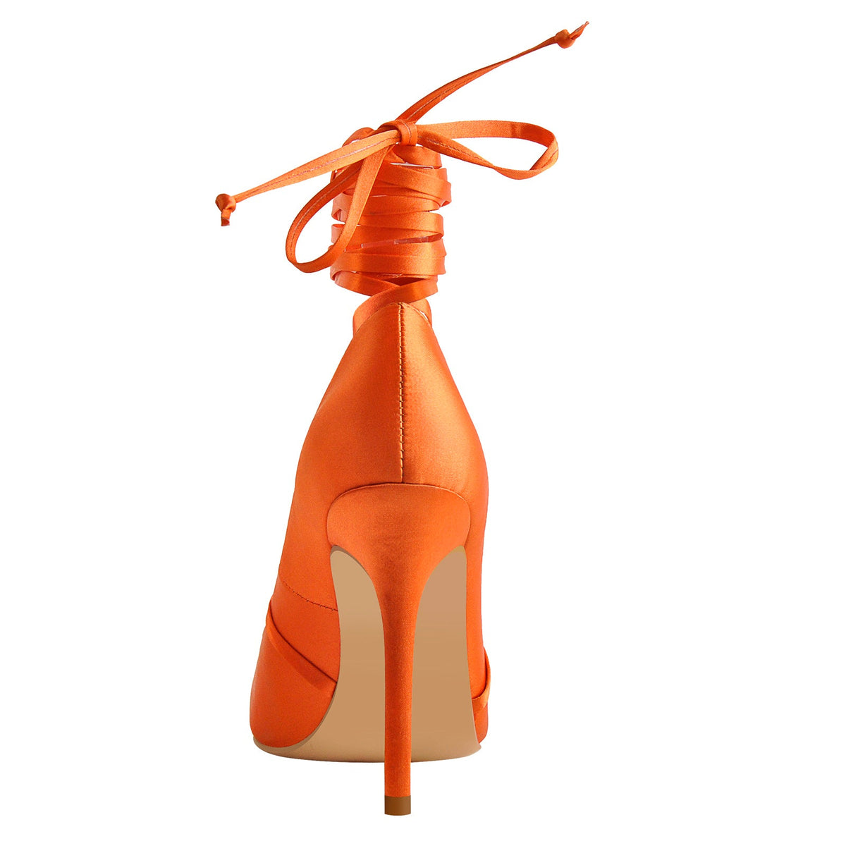 Orange Satin Strap High Heels Stiletto Pumps - Onlymaker Essential