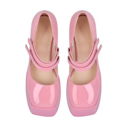 Square Toe Chunky Heel Platform Mary Jane Pumps Sandals - Onlymaker Trending