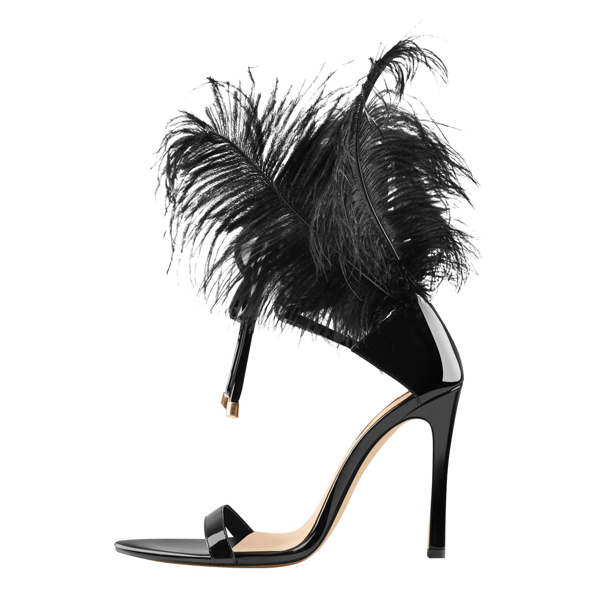 Open Toe Feather Back Lace Up Stiletto Heel Sandals - Onlymaker Special Offer