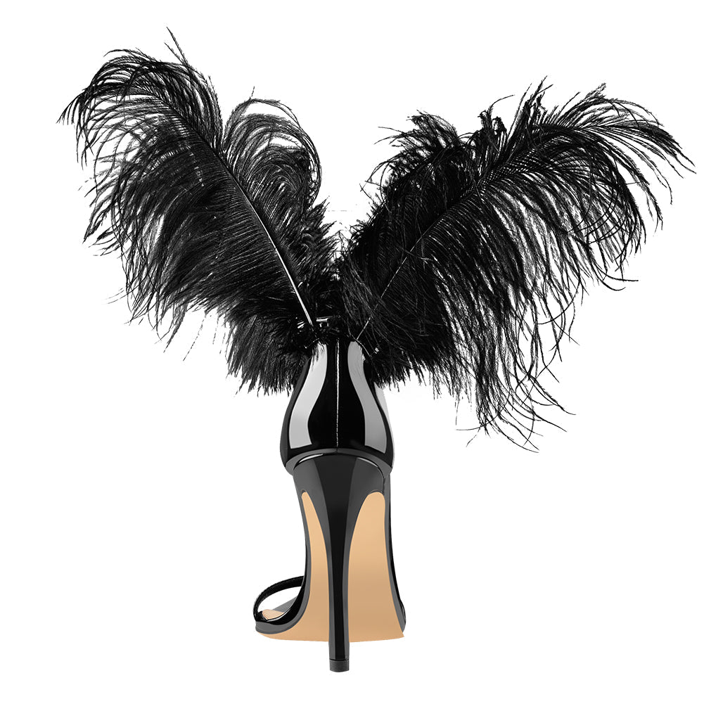 Open Toe Feather Back Lace Up Stiletto Heel Sandals - Onlymaker Special Offer