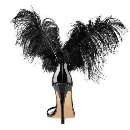 Open Toe Feather Back Lace Up Stiletto Heel Sandals - Onlymaker Special Offer