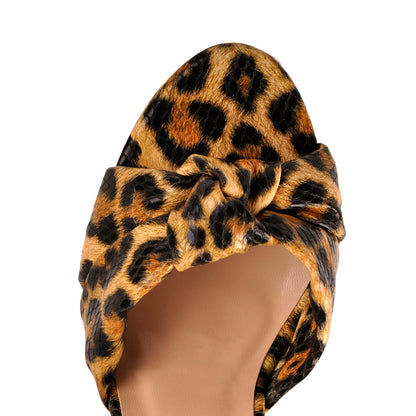 Platform Open Toe Leopard Print Ankle Strap Block Chunky Sandals - Onlymaker Value