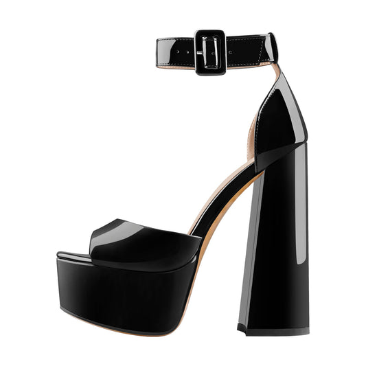 Platform Open Toe Ankle Strap Chunky Heel Sandals - Onlymaker Signature