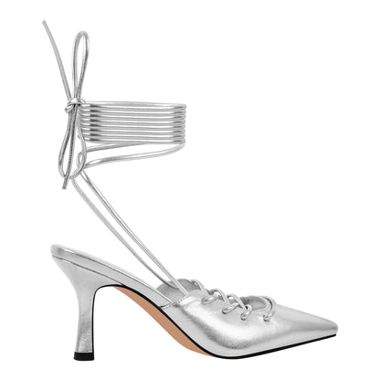 Lace up Pointed Toe Stiletto Pumps - Onlymaker Deals